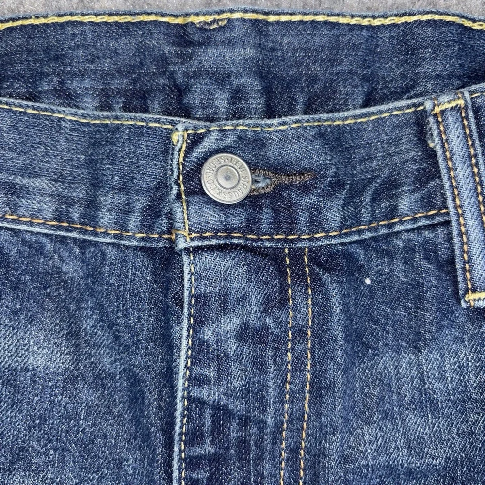 Levi's 511 Slim Fit Jeans Men's 38x32 Blue Distressed Ripped Dark Wash Denim EUC